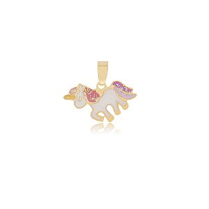 PINGENTE UNICÓRNIO ROSA E LILÁS COLORIDO EM RESINA