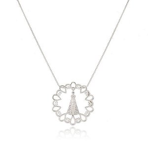 GARGANTILHA VENEZIANA DE 45 CM COM PINGENTE MANDALA NOSSA SENHORA APARECIDA