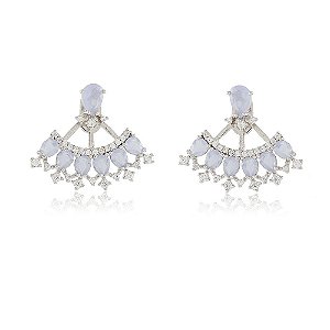 BRINCO EARJACKET ZIRCÔNIAS CRISTAIS E COR AMETISTA