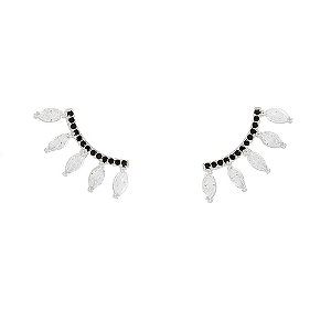 BRINCO EARCUFF MICROZIRCÔNIAS COR ÔNIX E CRISTAIS