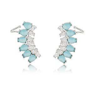 BRINCO EARCUFF TRABALHADO EM ZIRCÔNIAS CRISTAIS E CRISTAIS COR TURMALINA