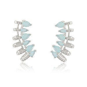 BRINCO EARCUFF TRABALHADO EM MICROZIRCÔNIAS E CRISTAIS COR TURMALINA