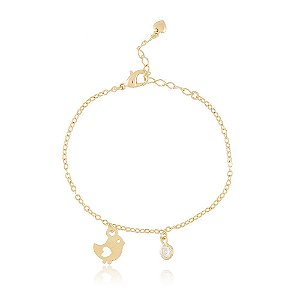 PULSEIRA INFANTIL PASSARINHO BANHADO A OURO 18K