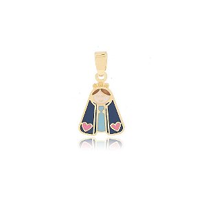 PINGENTE NOSSA SENHORA APARECIDA CORAÇÃO COLORIDA EM RESINA