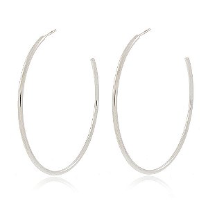 BRINCO ARGOLA GRANDE 6,3 CM DE DIÂMETRO BANHADA EM RÓDIO BRANCO