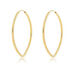 BRINCO ARGOLA GRANDE 5,6 CM ELÍPTICA BANHADA A OURO 18K