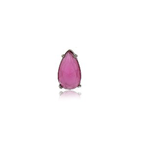 PINGENTE PONTO DE LUZ GOTA CRISTAL COR RUBI BANHADO EM RÓDIO NEGRO