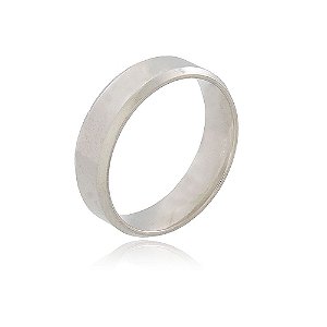 ALIANÇA 6 MM LARGURA BANHADA EM RÓDIO BRANCO