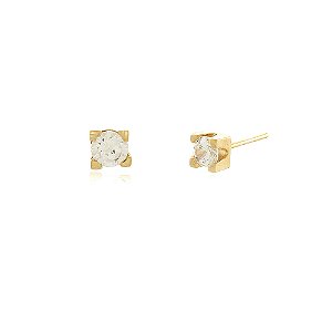 BRINCO PONTO DE LUZ ZIRCÔNIA CRISTAL 4,0 MM COM CAIXA QUADRADA