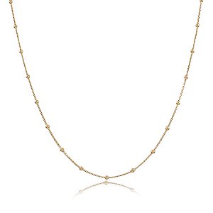 GARGANTILHA INFANTIL VENEZIANA 40 CM COM BOLINHAS BANHADA A OURO 18K