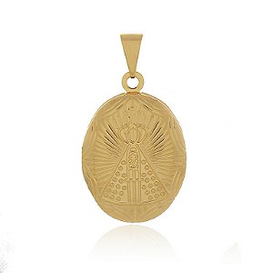 PINGENTE RELICÁRIO NOSSA SENHORA APARECIDA BANHADO A OURO 18K
