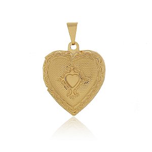 PINGENTE RELICÁRIO CORAÇÃO BANHADO A OURO 18K