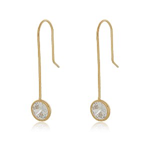 BRINCO FIO COM ZIRCÔNIA CRISTAL 8 MM BANHADO A OURO 18K