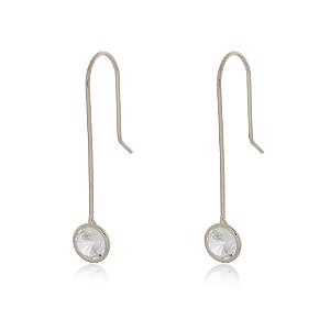 BRINCO FIO COM ZIRCÔNIA CRISTAL 6 MM BANHADO EM RÓDIO BRANCO