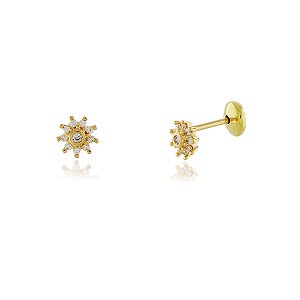 BRINCO FLORZINHA TRABALHADO EM MICROZIRCÔNIAS CRISTAIS COM TARRACHA BABY