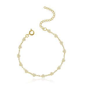 PULSEIRA INFANTIL PÉROLAS CORAÇÕES