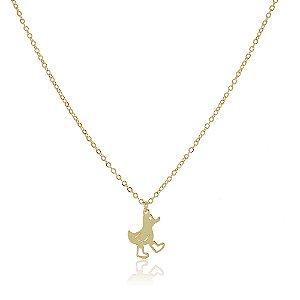 GARGANTILHA INFANTIL COM PINGENTE PATINHO DE BOTAS BANHADA A OURO 18K