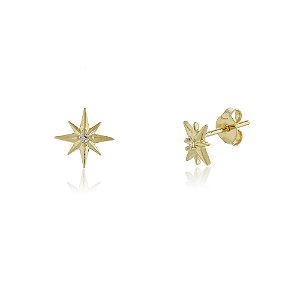 BRINCO ESTRELA COM ZIRCÔNIA CRISTAL BANHADO A OURO 18K