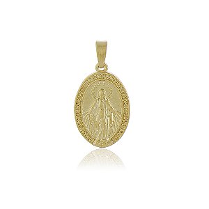 PINGENTE MEDALHA DE NOSSA SENHORA DAS GRAÇAS BANHADO A OURO 18K