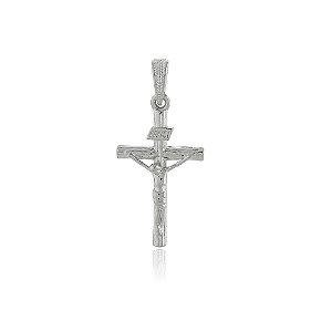 PINGENTE JESUS CRUCIFICADO BANHADO EM RÓDIO BRANCO