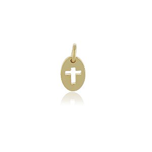 PINGENTE MEDALHA CRUCIFIXO BANHADO A OURO 18K