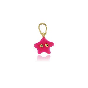 PINGENTE ESTRELA DO MAR COLORIDA COM RESINA E BANHADO A OURO 18K