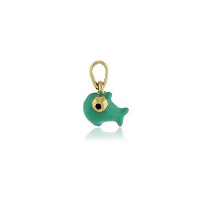 PINGENTE PEIXINHO COLORIDO COM RESINA E BANHADO A OURO 18K