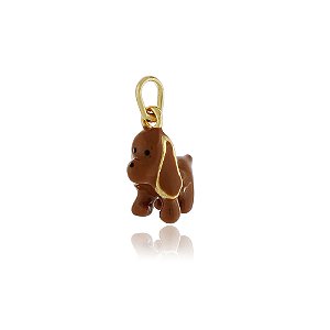 PINGENTE CACHORRINHO COCKER COLORIDO COM RESINA E BANHADO A OURO 18K