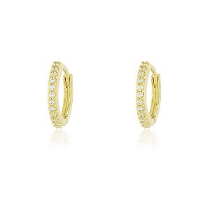 BRINCO ARGOLA PEQUENA COM 1,4 CM TRABALHADA EM ZIRCÔNIAS CRISTAIS