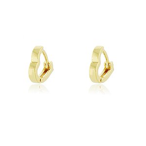 BRINCO DE ARGOLA PEQUENA CORAÇÃO BANHADO A OURO 18K