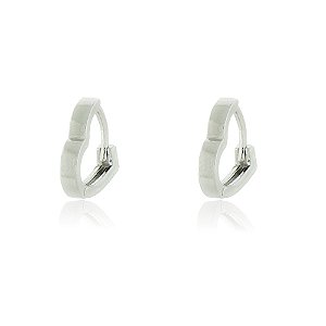 BRINCO DE ARGOLA PEQUENA CORAÇÃO BANHADO EM RÓDIO BRANCO