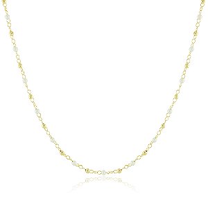 GARGANTILHA PÉROLAS E BOLINHAS 40 CM BANHADA A OURO 18K