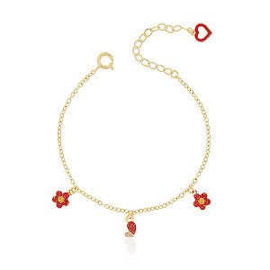 PULSEIRA INFANTIL BORBOLETA COM FLORZINHAS