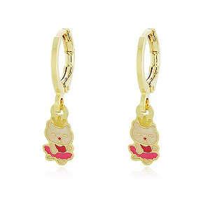 BRINCO DE ARGOLA COM PINGENTE GATINHA BAILARINA