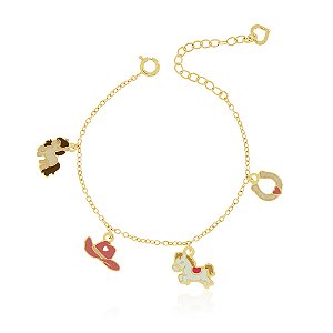 PULSEIRA INFANTIL COWGIRL COLORIDA EM RESINA