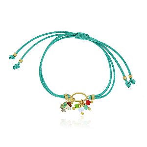 PULSEIRA INFANTIL CORDÃO TURQUESA PINGENTE CABEÇA DE UNICÓRNIO