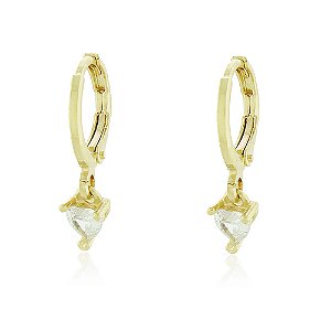 BRINCO DE ARGOLA COM PINGENTE CORAÇÃO ZIRCÔNIA CRISTAL