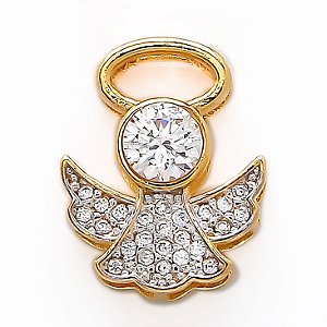 PINGENTE ANJO COM ZIRCÔNIAS CRISTAIS BANHADO EM OURO 18K