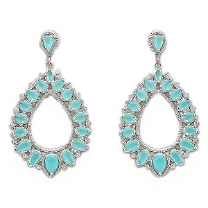 BRINCO GOTA GRANDE PEDRAS COR TURMALINA