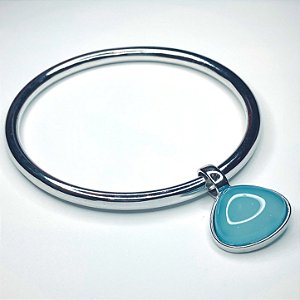 PULSEIRA RÍGIDA COM PEDRA NATURAL ÁGATA AZUL