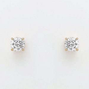 BRINCO PONTO DE LUZ ZIRCÔNIA REDONDA CRISTAL BANHADO A OURO 18K