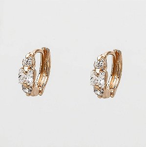 BRINCO ARGOLA PEQUENA ZIRCÔNIAS CRISTAIS BANHADO A OURO 18K