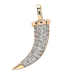 PINGENTE DENTE DE SABRE TRABALHADO EM MICROZIRCÔNIAS CRISTAIS