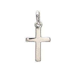 PINGENTE CRUCIFIXO LISO PEQUENO BANHADO EM RÓDIO BRANCO