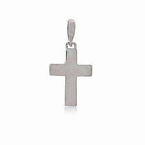 PINGENTE CRUCIFIXO LISO BANHADO EM RÓDIO BRANCO