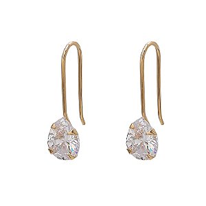 BRINCO FIO GOTA ZIRCÔNIA CRISTAL BANHADO A OURO 18K