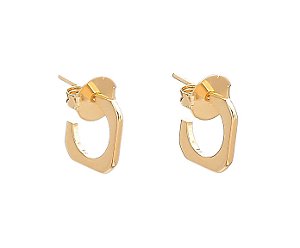 BRINCO DE ARGOLA GEOMÉTRICA 1,3 CM BANHADA A OURO 18K