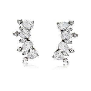 BRINCO EARCUFF ZIRCÔNIAS CRISTAIS BANHADO EM RÓDIO NEGRO