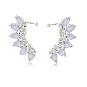 BRINCO EARCUFF TRABALHADO EM ZIRCÔNIAS CRISTAIS E CRISTAIS COR AMETISTA
