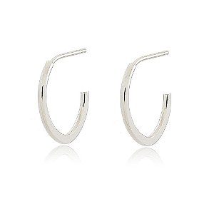 BRINCO ARGOLA ELIPSE BANHADA EM RÓDIO BRANCO